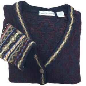 Vintage Reed Hunter Jewel Tone Mohair Chenille Southwest Cardigan Sweater Small